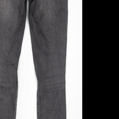Zara Womens Grey Cotton Skinny Jeans Size 10 L28 in Regular Zip