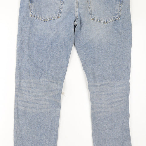 River Island Mens Blue Cotton Straight Jeans Size 34 in L32 in Regular Button
