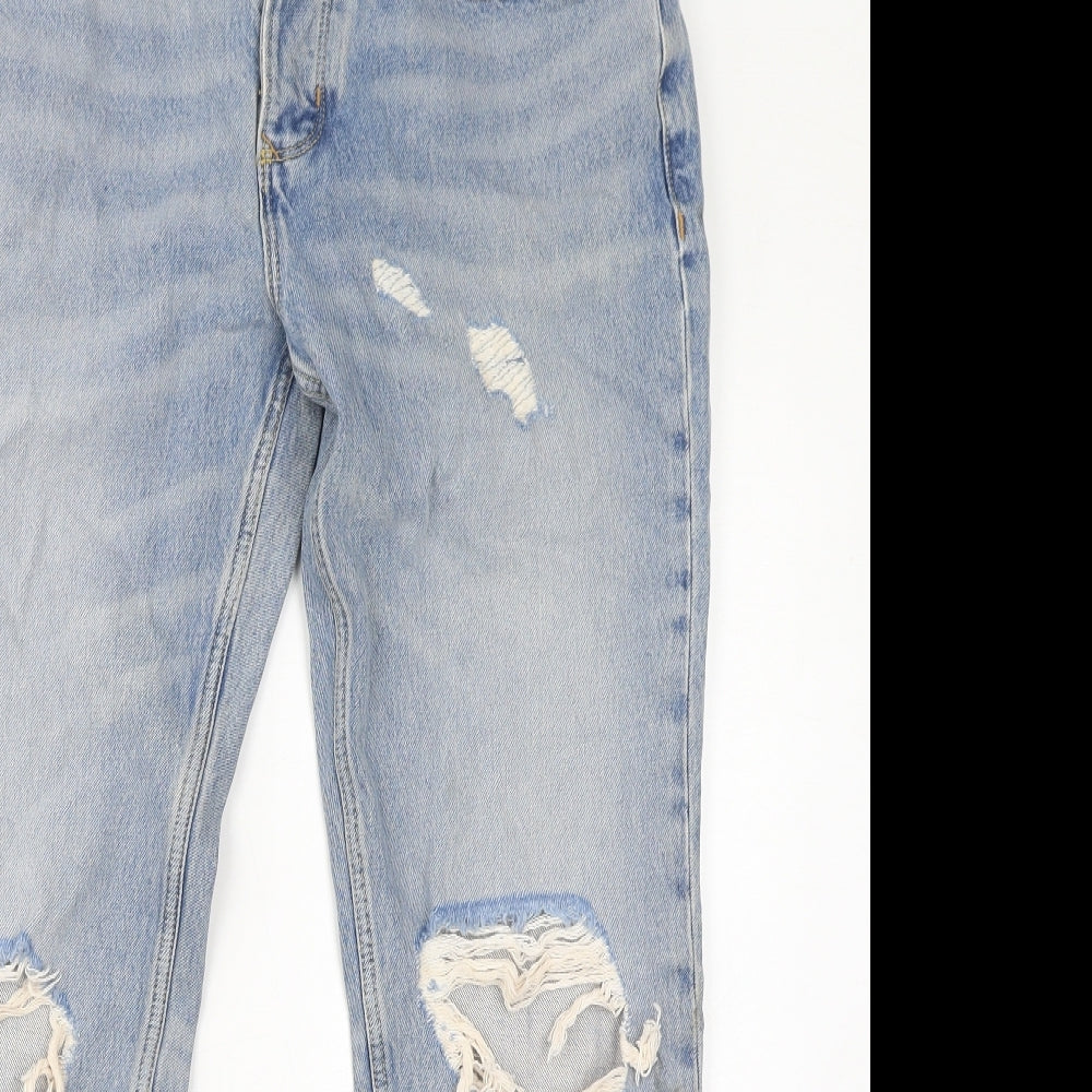 River Island Mens Blue Cotton Straight Jeans Size 34 in L32 in Regular Button