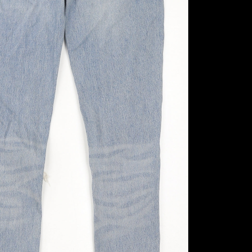 River Island Mens Blue Cotton Straight Jeans Size 34 in L32 in Regular Button