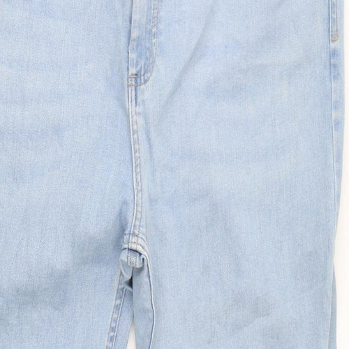 Marks and Spencer Womens Blue Cotton Straight Jeans Size 20 L30 in Regular Zip - Cropped