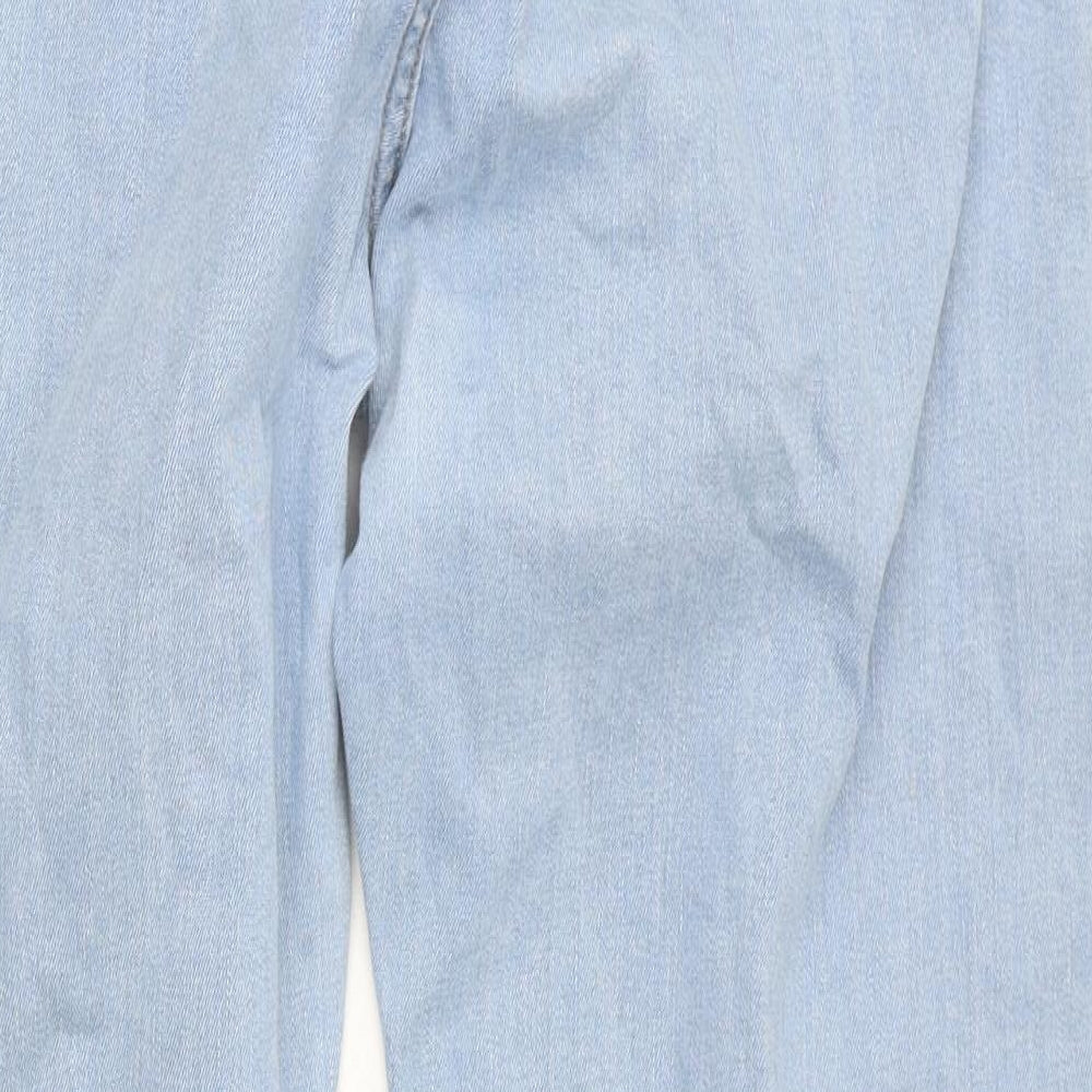 Marks and Spencer Womens Blue Cotton Straight Jeans Size 20 L30 in Regular Zip - Cropped