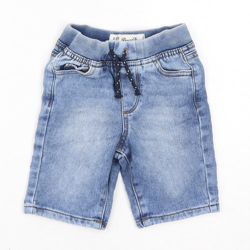 Denim & Co. Boys Blue Cotton Bermuda Shorts Size 2-3 Years L6 in Regular Drawstring - Waist Size 18in