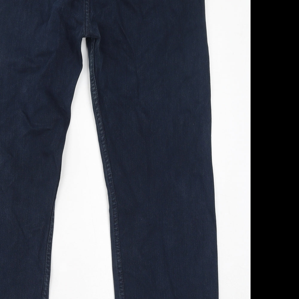 Blue Harbour Womens Blue Cotton Straight Jeans Size 38 in L29 in Regular Zip