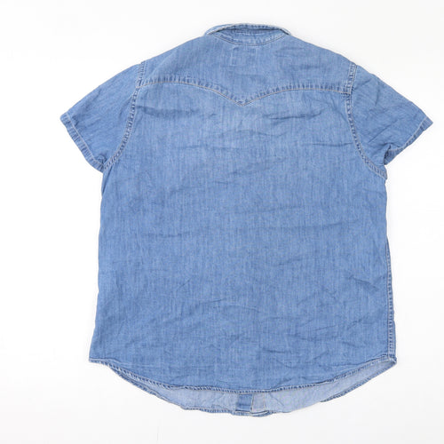 Levi's Womens Blue Cotton Basic Button-Up Size L Collared - Unisex