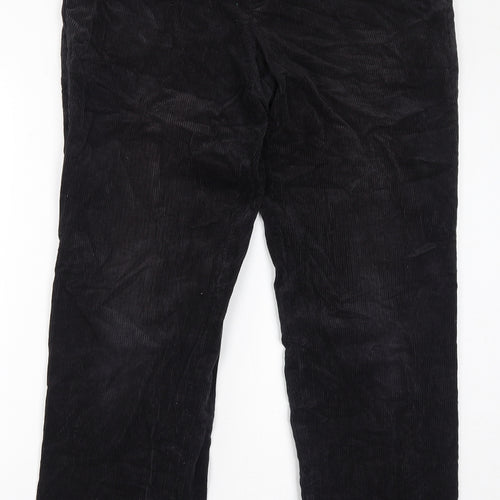 C&A Mens Black Cotton Trousers Size L L32 in Regular Zip