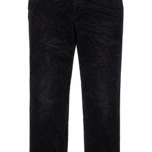 C&A Mens Black Cotton Trousers Size L L32 in Regular Zip