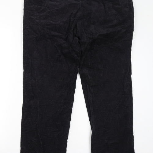 C&A Mens Black Cotton Trousers Size L L32 in Regular Zip