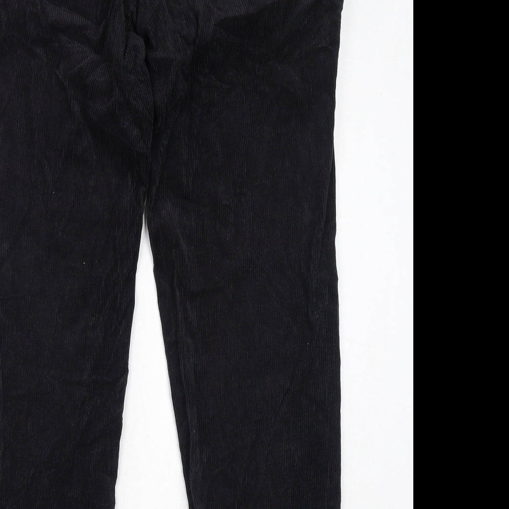 C&A Mens Black Cotton Trousers Size L L32 in Regular Zip