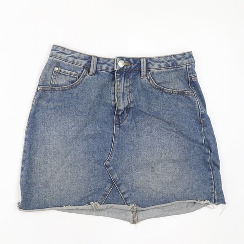 Denim & Co. Womens Blue Cotton A-Line Skirt Size 8 Zip