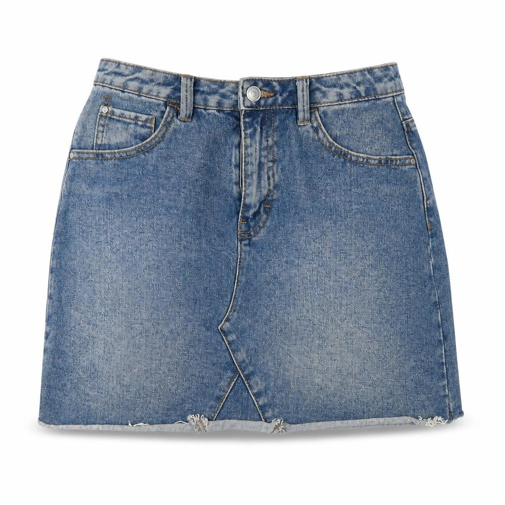 Denim & Co. Womens Blue Cotton A-Line Skirt Size 8 Zip