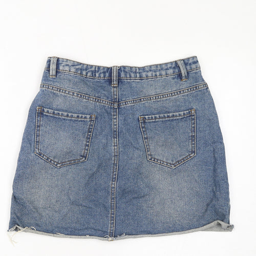 Denim & Co. Womens Blue Cotton A-Line Skirt Size 8 Zip