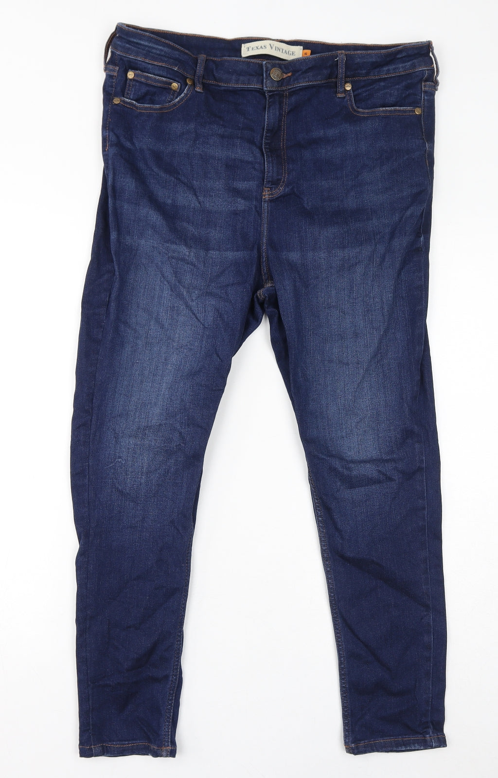 Texas Vintage Womens Blue Cotton Skinny Jeans Size 16 L25 in Regular Zip