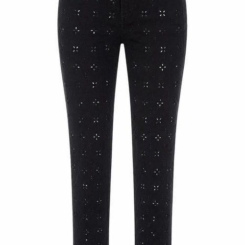 Marks and Spencer Womens Black Cotton Skinny Jeans Size 8 L29 in Regular Zip - Gem Embellishments