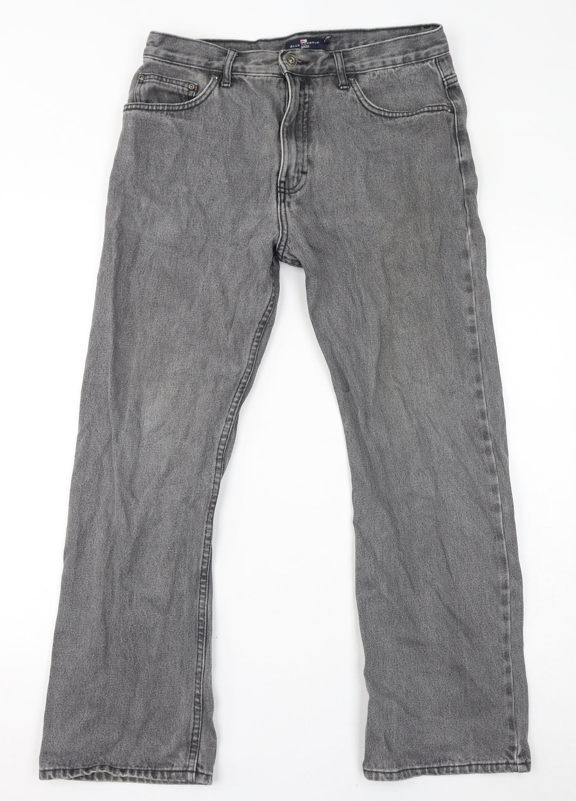 Blue Harbour Mens Grey Cotton Straight Jeans Size 32 in L29 in Regular Zip