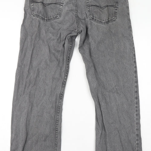 Blue Harbour Mens Grey Cotton Straight Jeans Size 32 in L29 in Regular Zip