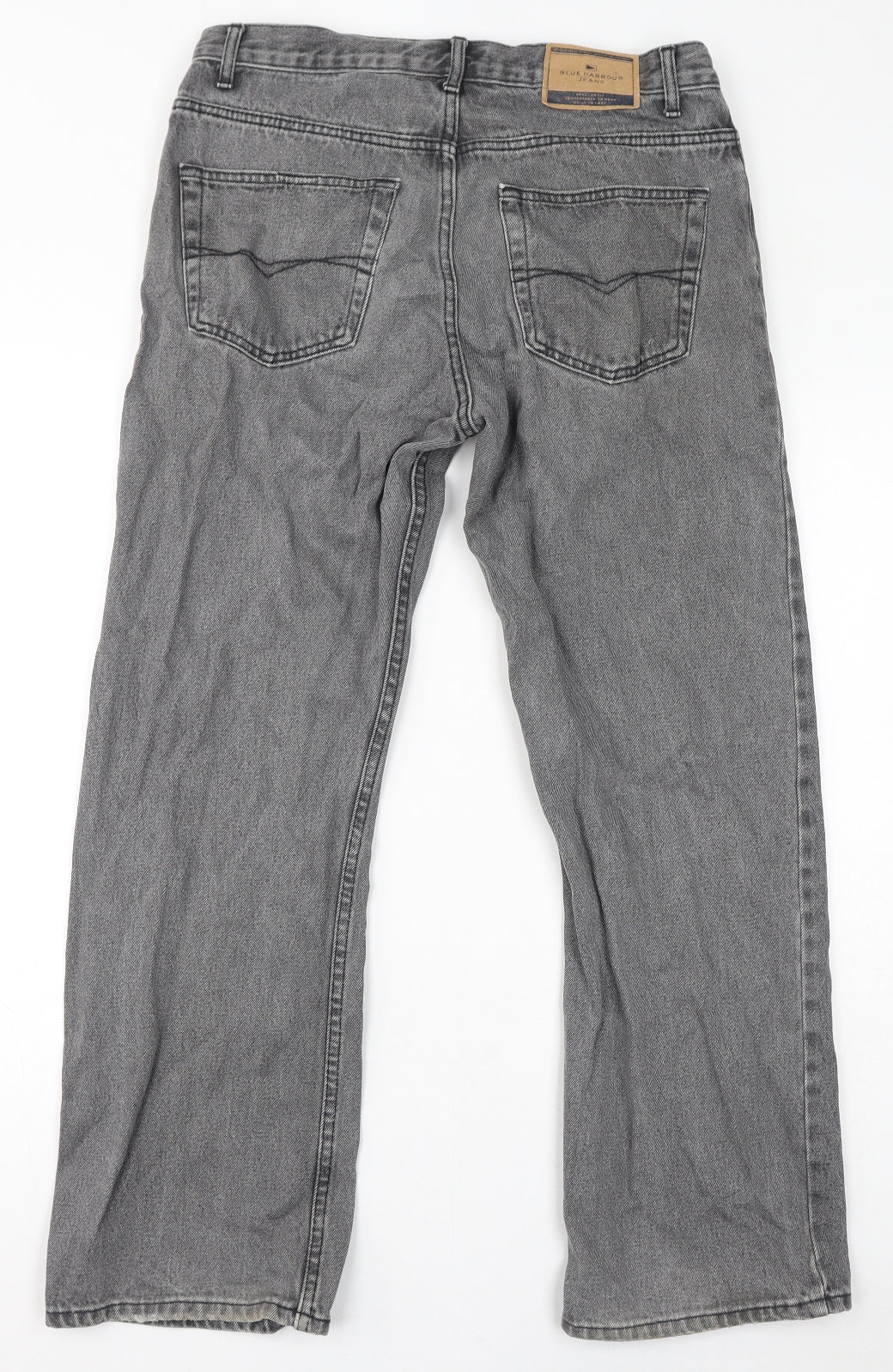 Blue Harbour Mens Grey Cotton Straight Jeans Size 32 in L29 in Regular Zip