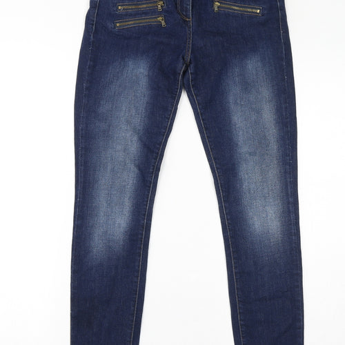 NEXT Womens Blue Cotton Skinny Jeans Size 8 L30 in Regular Zip