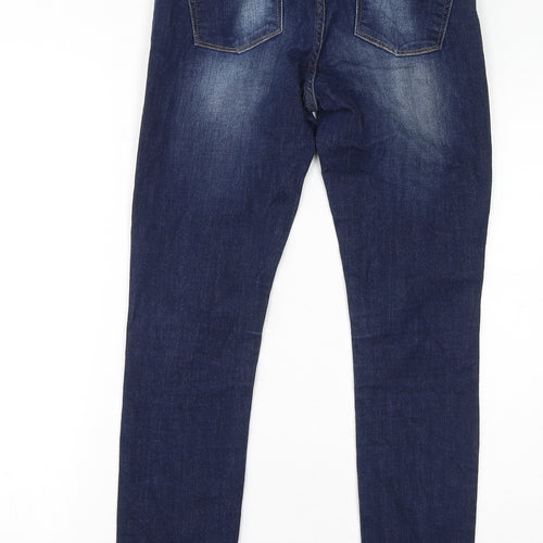 NEXT Womens Blue Cotton Skinny Jeans Size 8 L30 in Regular Zip