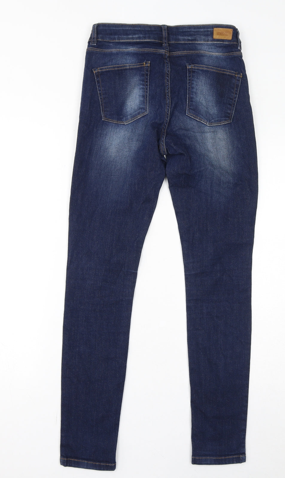 NEXT Womens Blue Cotton Skinny Jeans Size 8 L30 in Regular Zip
