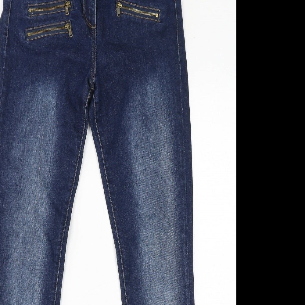 NEXT Womens Blue Cotton Skinny Jeans Size 8 L30 in Regular Zip