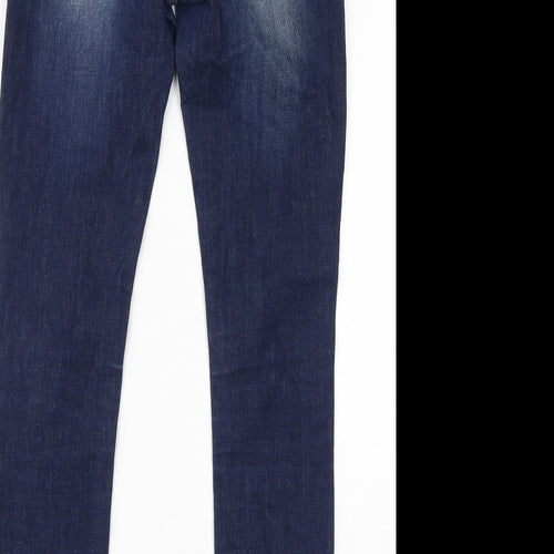NEXT Womens Blue Cotton Skinny Jeans Size 8 L30 in Regular Zip