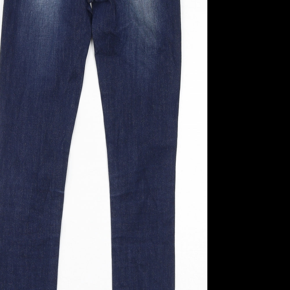 NEXT Womens Blue Cotton Skinny Jeans Size 8 L30 in Regular Zip