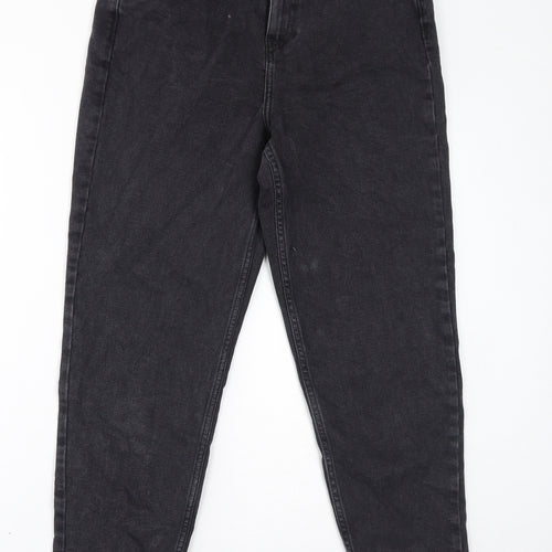Denim & Co. Womens Black Cotton Mom Jeans Size 12 L28 in Regular Zip