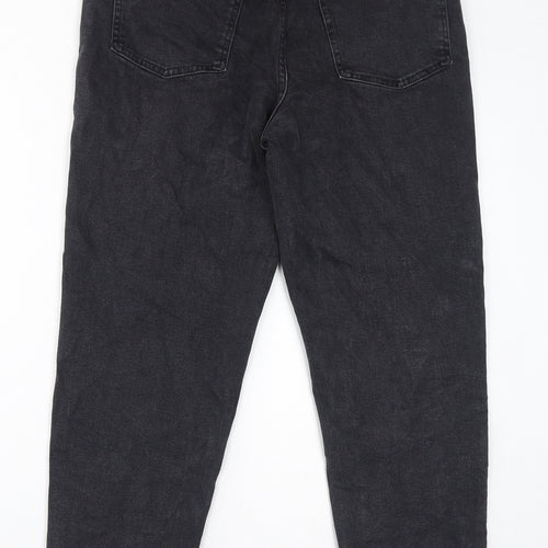 Denim & Co. Womens Black Cotton Mom Jeans Size 12 L28 in Regular Zip