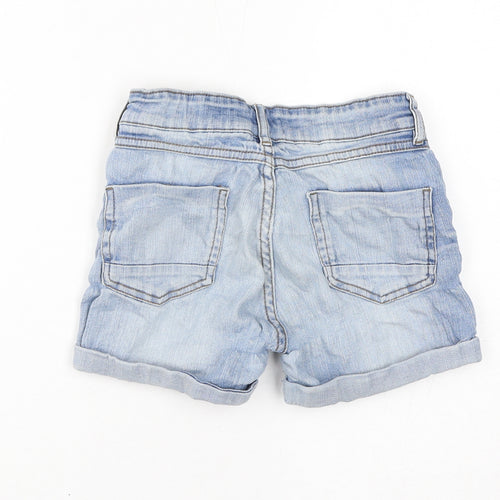 Fat Face Girls Blue Cotton Boyfriend Shorts Size 8-9 Years L3 in Regular Zip - Embroidery