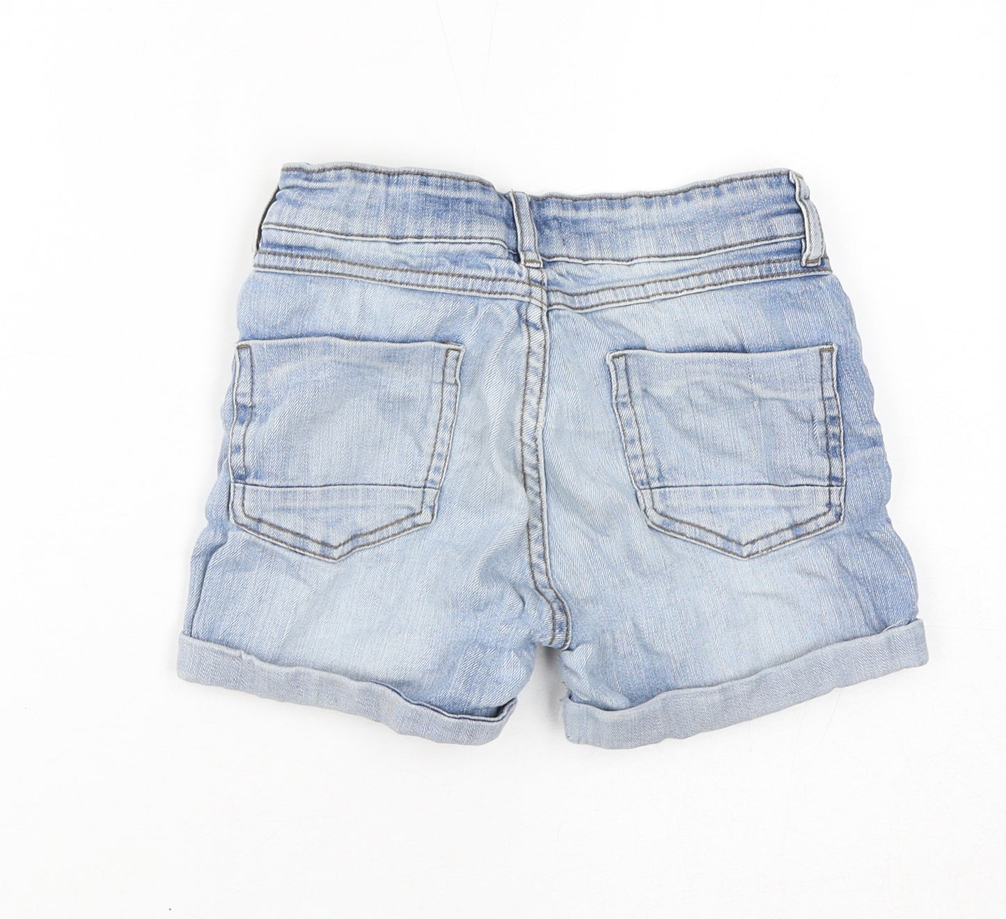 Fat Face Girls Blue Cotton Boyfriend Shorts Size 8-9 Years L3 in Regular Zip - Embroidery
