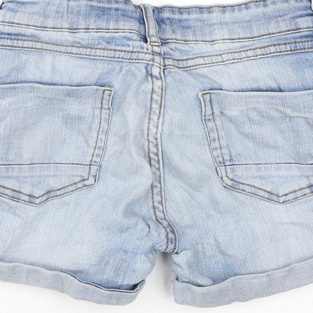 Fat Face Girls Blue Cotton Boyfriend Shorts Size 8-9 Years L3 in Regular Zip - Embroidery