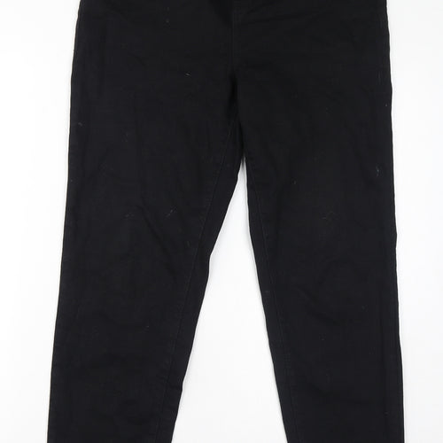 TU Womens Black Cotton Straight Jeans Size 12 L28 in Regular Zip