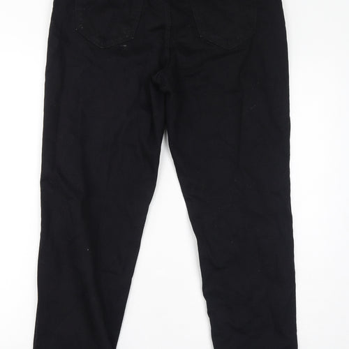TU Womens Black Cotton Straight Jeans Size 12 L28 in Regular Zip