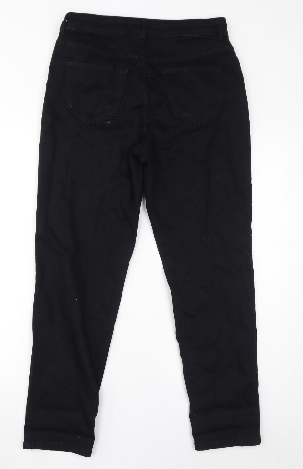 TU Womens Black Cotton Straight Jeans Size 12 L28 in Regular Zip