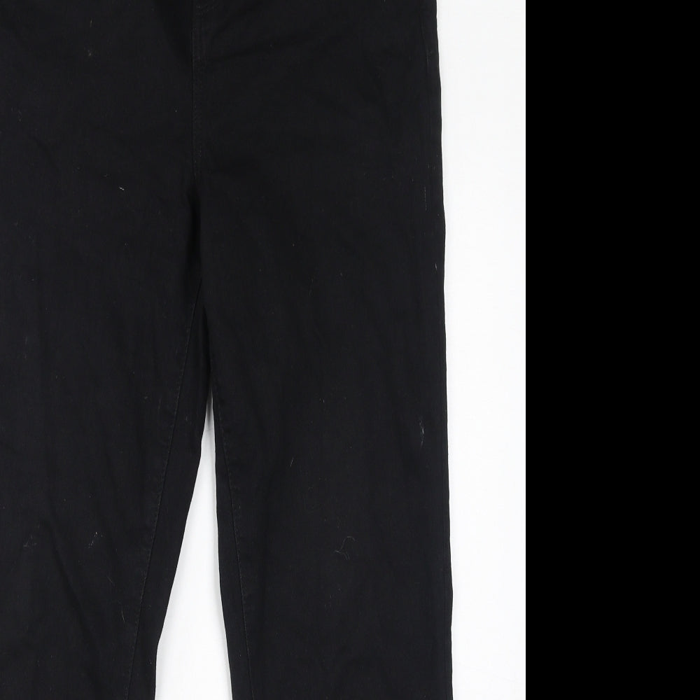 TU Womens Black Cotton Straight Jeans Size 12 L28 in Regular Zip