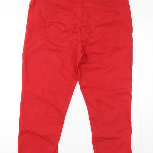 Red Herring Womens Red Cotton Skinny Jeans Size 16 L22 in Regular Zip - Cropped