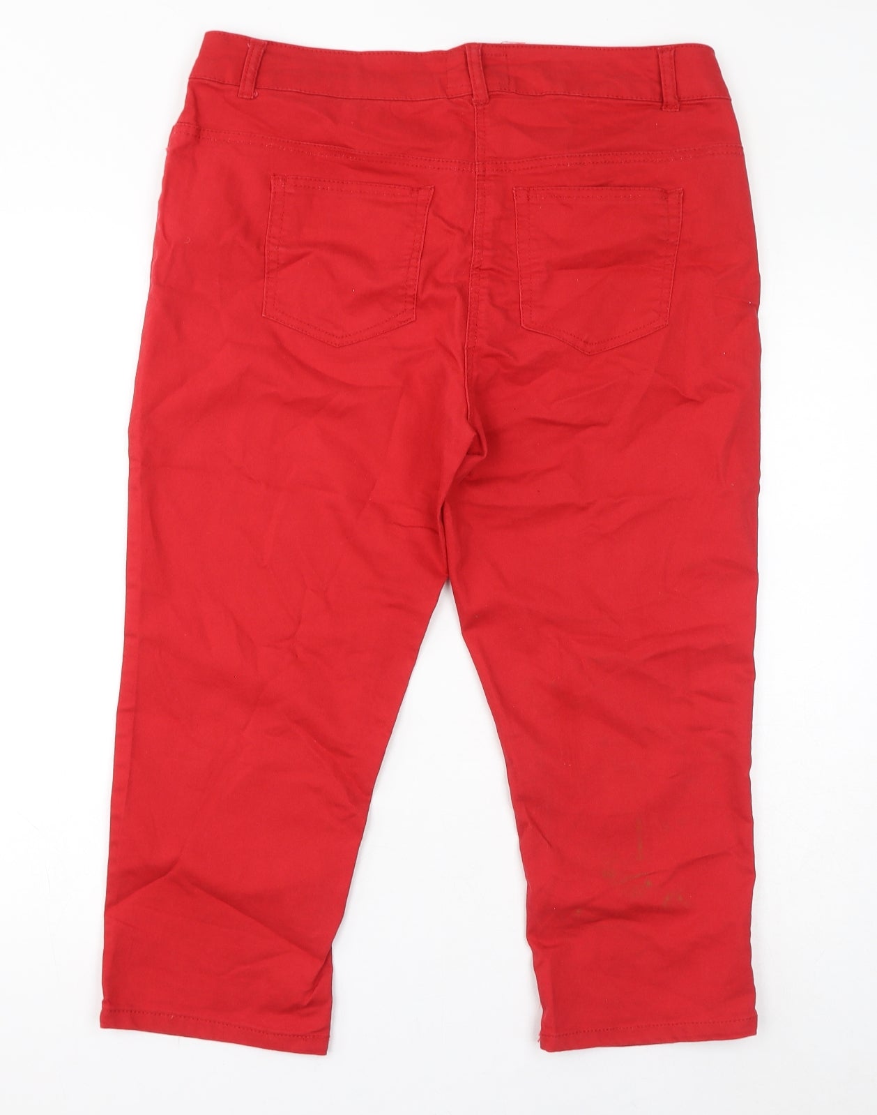 Red Herring Womens Red Cotton Skinny Jeans Size 16 L22 in Regular Zip - Cropped