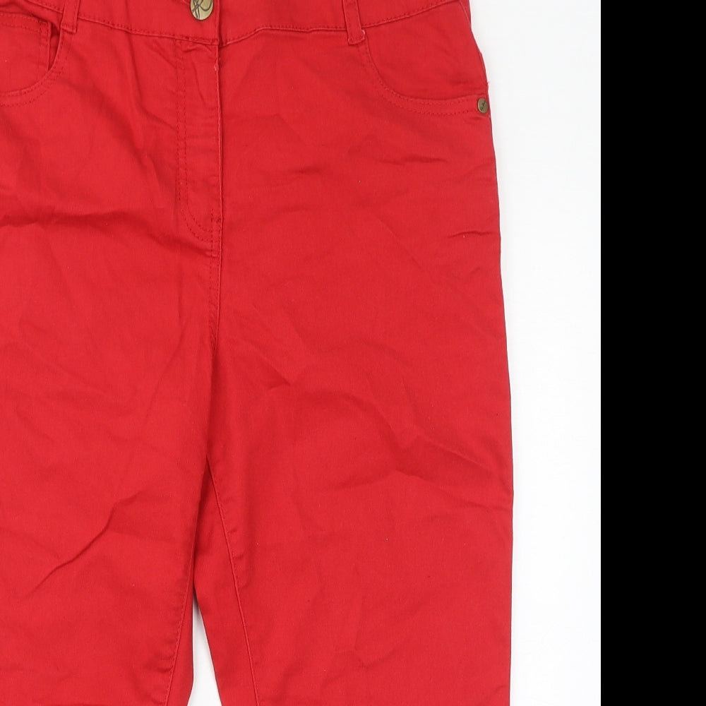 Red Herring Womens Red Cotton Skinny Jeans Size 16 L22 in Regular Zip - Cropped