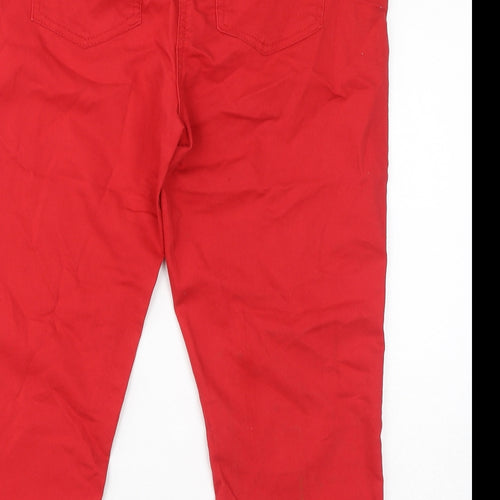 Red Herring Womens Red Cotton Skinny Jeans Size 16 L22 in Regular Zip - Cropped