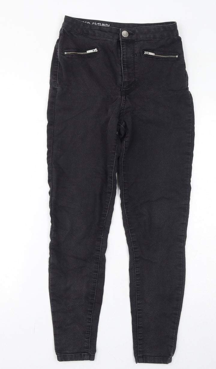 Marks and Spencer Womens Black Cotton Skinny Jeans Size 8 L27 in Regular Zip