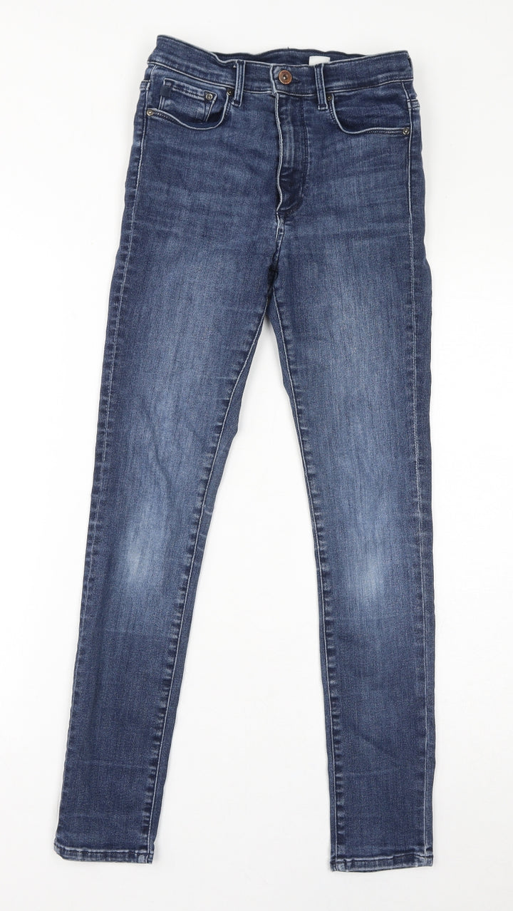 H&M Womens Blue Cotton Skinny Jeans Size 26 L28 in Regular Zip