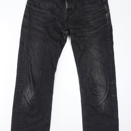 Gap Mens Black Cotton Straight Jeans Size 33 in L32 in Regular Button