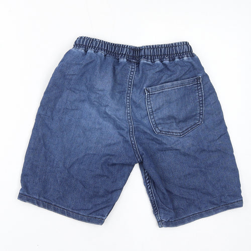H&M Boys Blue Cotton Bermuda Shorts Size 8-9 Years L8 in Regular Drawstring