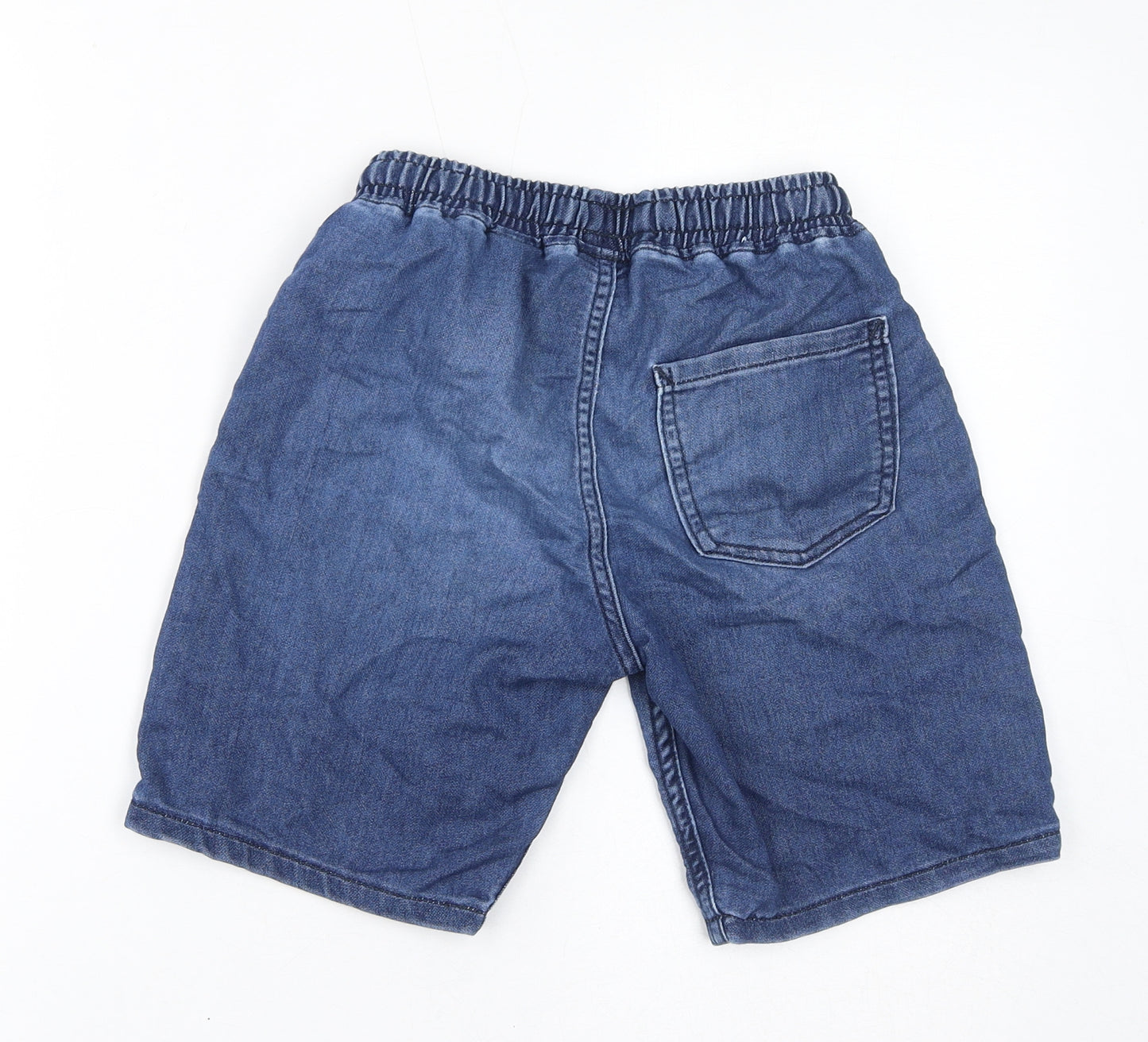 H&M Boys Blue Cotton Bermuda Shorts Size 8-9 Years L8 in Regular Drawstring