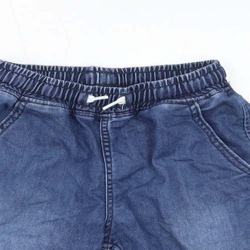 H&M Boys Blue Cotton Bermuda Shorts Size 8-9 Years L8 in Regular Drawstring