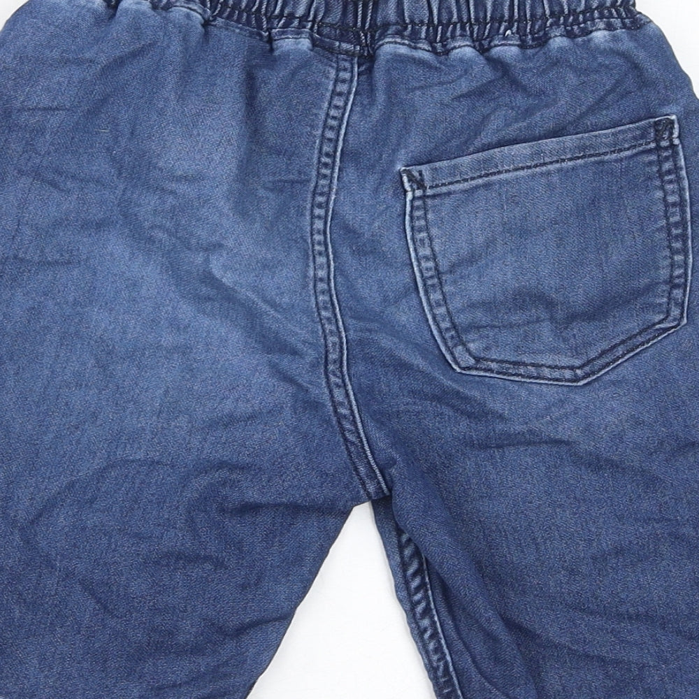 H&M Boys Blue Cotton Bermuda Shorts Size 8-9 Years L8 in Regular Drawstring