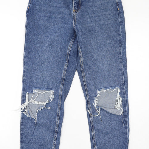 Topshop Womens Blue Polyester Mom Jeans Size 26 in L30 in Regular Zip