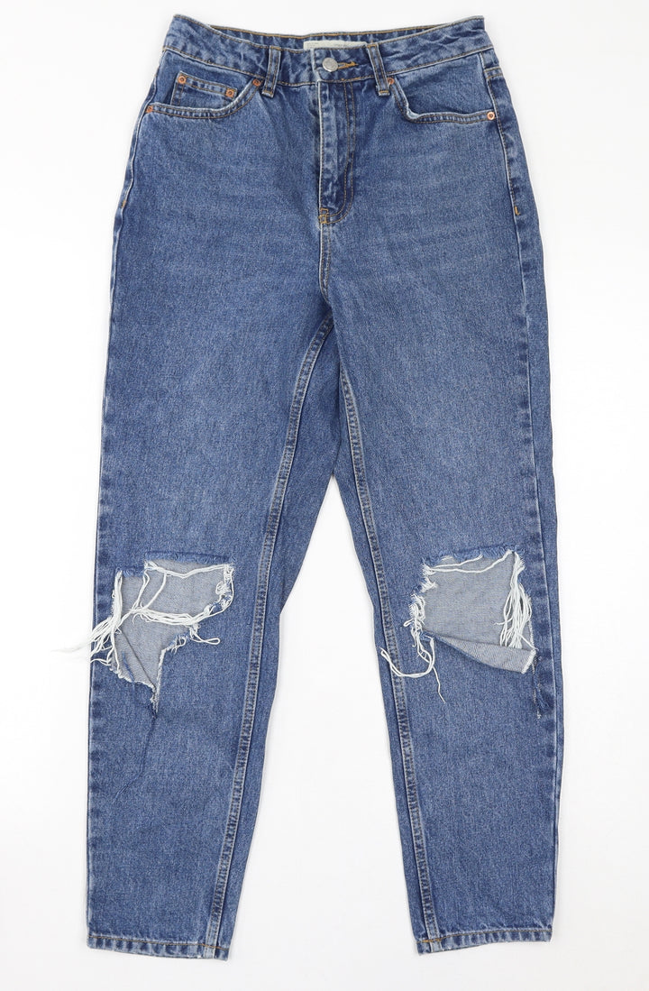 Topshop Womens Blue Polyester Mom Jeans Size 26 in L30 in Regular Zip