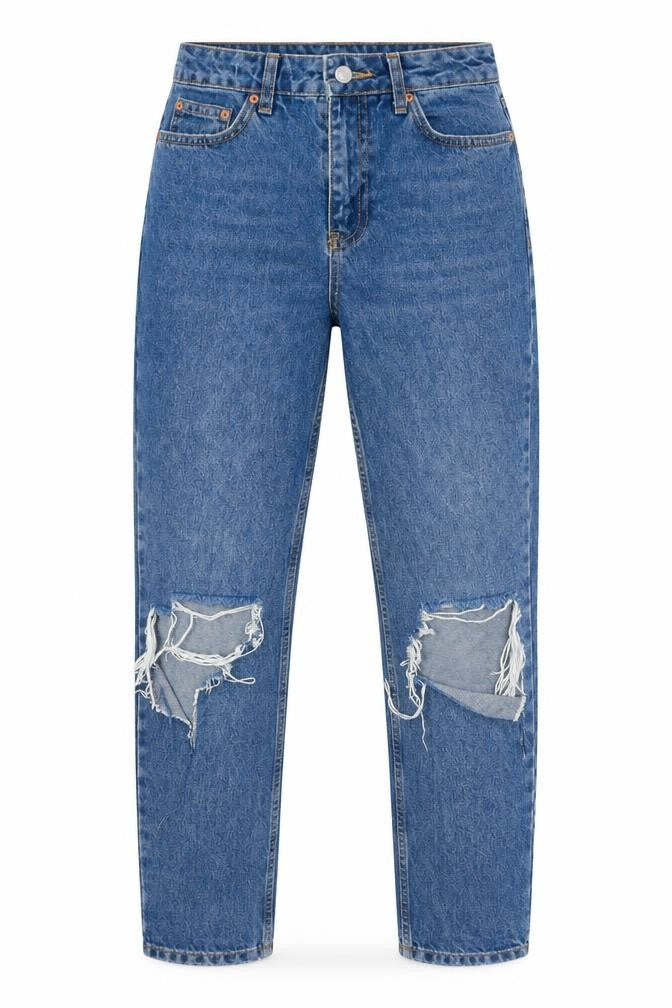Topshop Womens Blue Polyester Mom Jeans Size 26 in L30 in Regular Zip